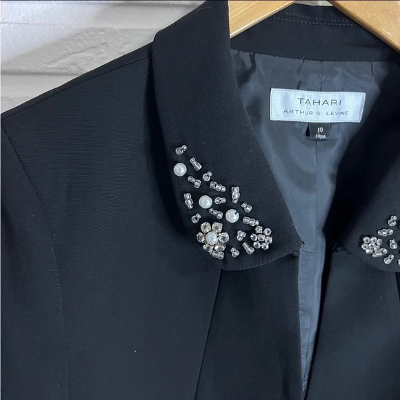 Tahari ASL Black Jeweled Collar Career Blazer, Women’s Size 10 - Picture 6 of 7